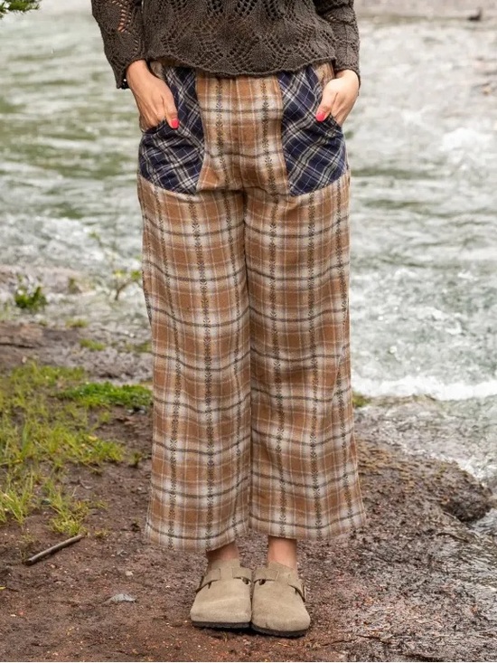 NATURAL LIFE Pants - NATURAL LIFE Becket Flannel Plaid Patch Pocket Pants size Small
